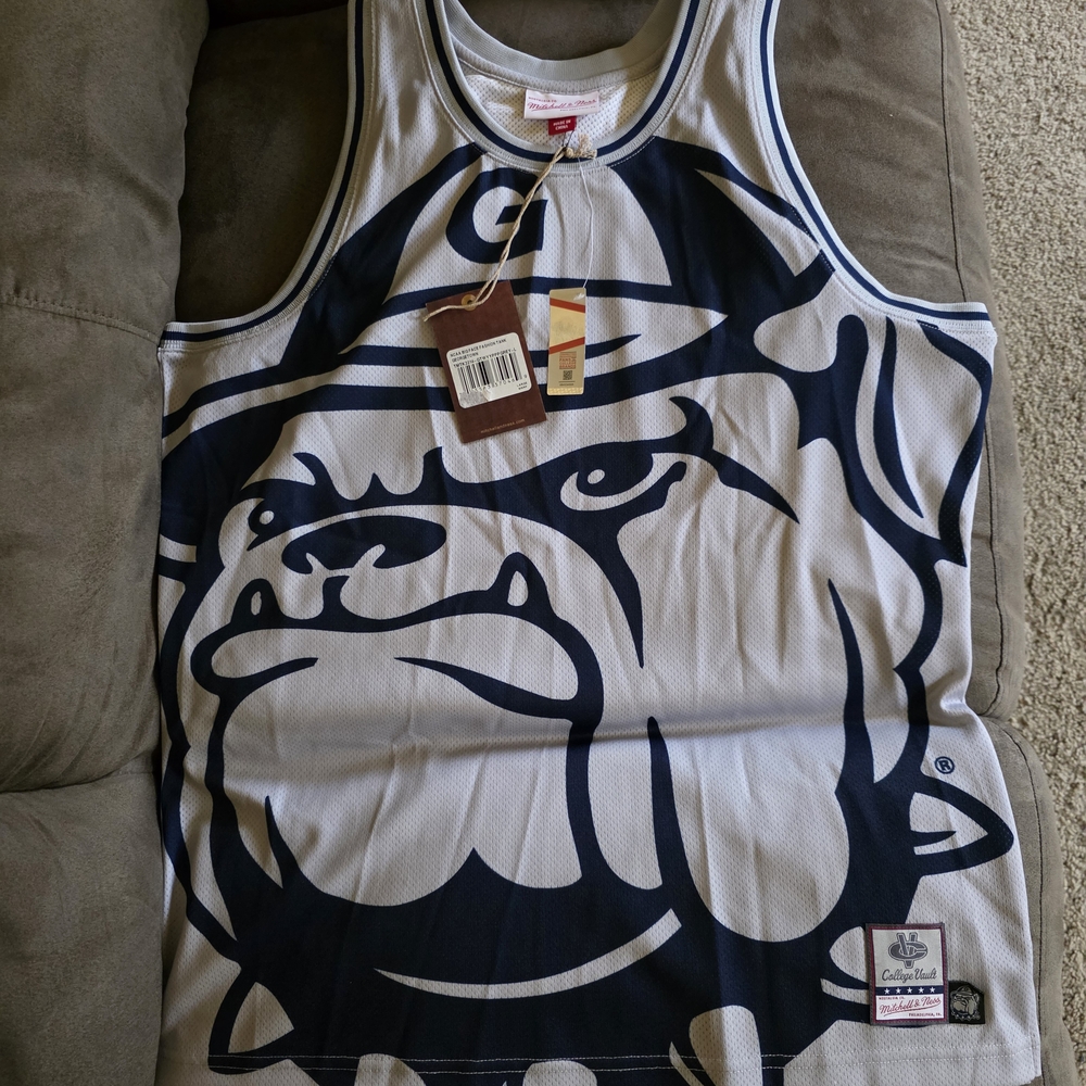 Mitchell & Ness Navy Georgetown Hoyas Bigface Bull Dog Jersey